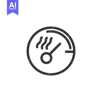 Aset premium populer: Minimalist Hot Temperature Gauge Icon with Steam on White Background