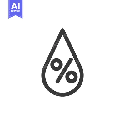 Aset desain premium: Humidity Percentage Icon: Stylized Water Drop Symbol with Percentage S