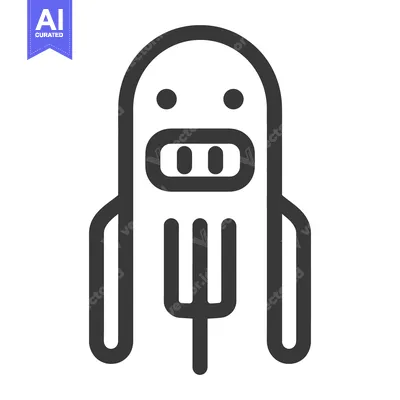 Premium design asset: A simplistic cartoon character holding a fork utensil design