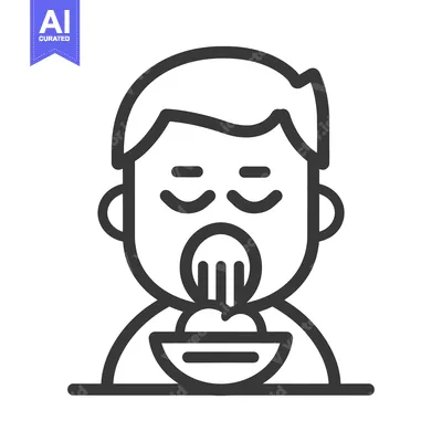 Popular premium asset: A cartoon person eating food from a bowl with a fork