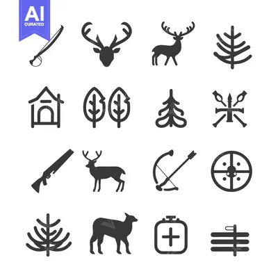 Hunting and Wildlife Icons Set