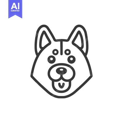 Aset premium populer: Simple black and white vector illustration of a dogs head