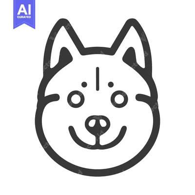 Aset desain premium: A smiling illustrated dog head with visible ears and facial details