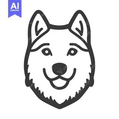 Aset desain premium: A smiling cartoon drawing of a dog with pointed ears