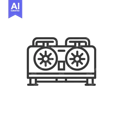 Premium design asset: Detailed Line Art: Dual-Fan Graphics Card Illustration on White