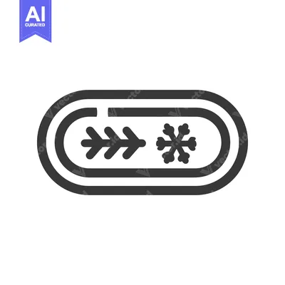 Defrost Symbol: Arrow and Snowflake Icon in Rounded Rectangle Outline