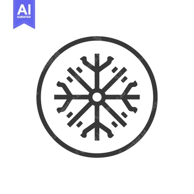 Premium design asset: Minimalist Snowflake Icon: Circular Frame, Geometric Design, Winter Sy