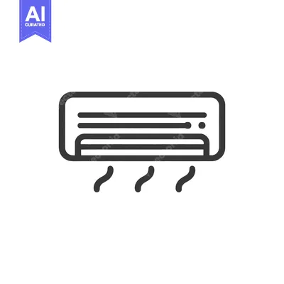 Air Conditioner Unit Icon with Cooling Air Flow Illustration