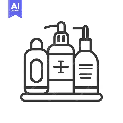 Premium design asset: Three different bottles lined up on a simple shelf display