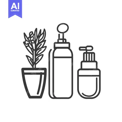Popular premium asset: A potted plant with beauty products and cosmetic dispensers