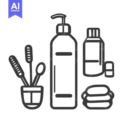 Aset premium populer: Various hygiene products and accessories arranged for bathroom use