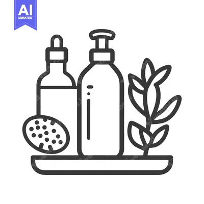 Aset premium populer: An illustrated image showing beauty products with a botanical arrangem