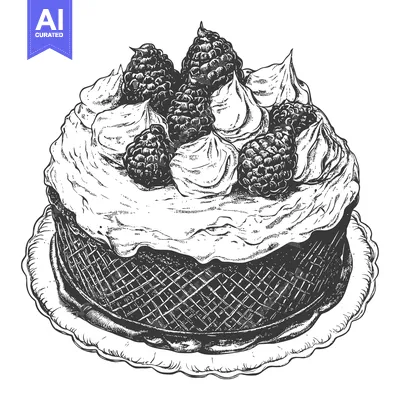 Premium design asset: Delicious Blackberry Cake With Creamy Frosting Decoration