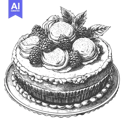 Popular premium asset: Delicious Blackberry Cake with Meringue and Leaves