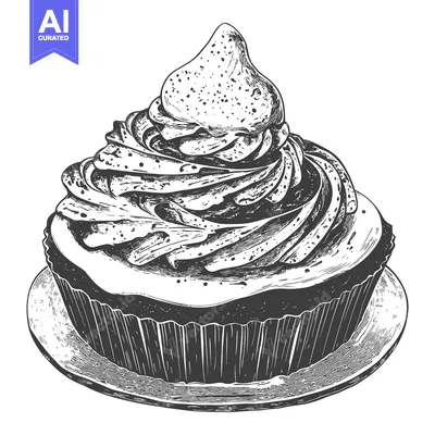 Aset premium populer: Delicious Swirled Cupcake On A Plate A Sweet Treat