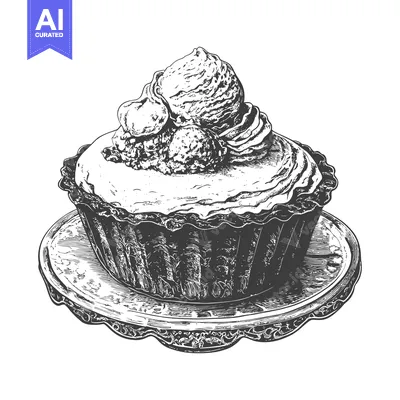 Premium design asset: Delicious Dessert Tart Topped With Ice Cream And Berries