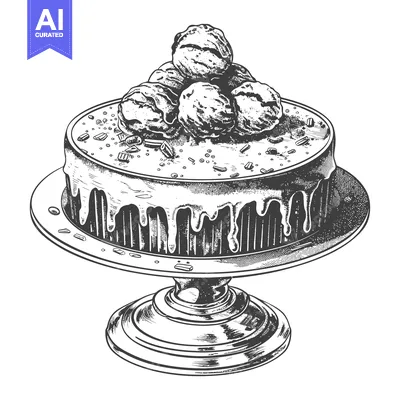 Aset premium populer: Delicious Ice Cream Cake on Elegant Stand