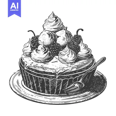 Aset desain premium: Delicious Berry Dessert With Whipped Cream Topping