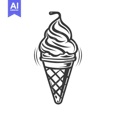 Aset premium populer: An artistic illustration depicting a delicious ice cream cone dessert
