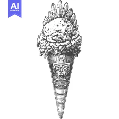 Ice Cream Cone with Mayan-Inspired Design