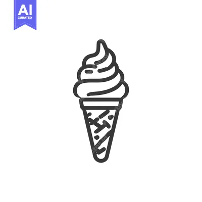 Premium design asset: Minimalist Ice Cream Cone Icon with Detailed Waffle Pattern