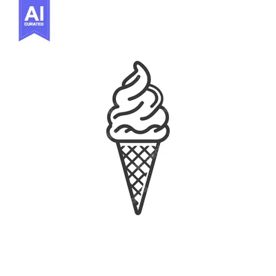 Aset premium populer: Minimalist Ice Cream Cone Line Art Illustration on White Background