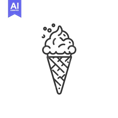 Premium design asset: Minimalist Ice Cream Cone Icon with Waffle Pattern and Sprinkles