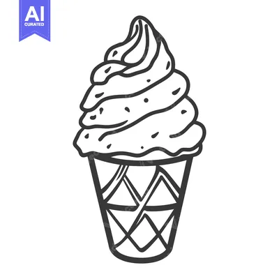 Popular premium asset: A delicious looking sketched ice cream cone swirl design