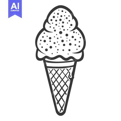 Popular premium asset: A sketched image of a delicious two scoop ice cream cone