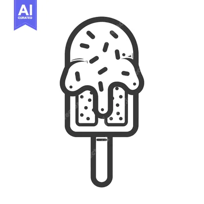 Aset desain premium: An illustrated outline of a delicious popsicle treat dessert