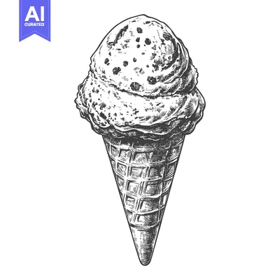 Aset premium populer: A Delicious Ice Cream Cone With Chocolate Chips