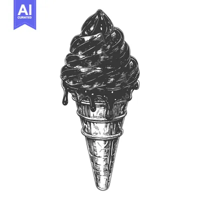 Aset premium populer: Delicious Chocolate Ice Cream Cone Dripping Sweetness