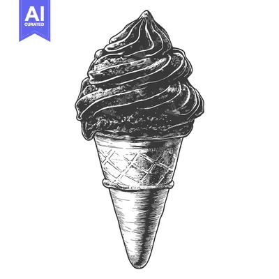Aset premium populer: A Detailed Drawing Of A Chocolate Ice Cream Cone
