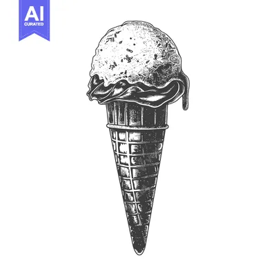 Aset desain premium: Melted Ice Cream Cone Delicious Summer Treat