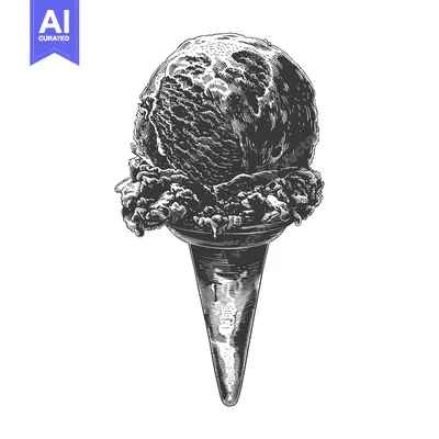 Premium design asset: Delicious Ice Cream Scoop In A Waffle Cone