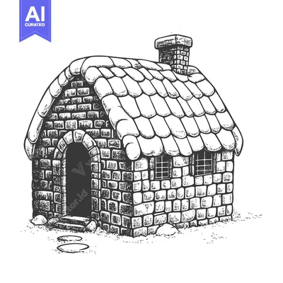 A Stone Cottage Under Snow With Chimney