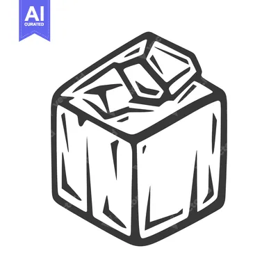 Aset premium populer: A graphic illustration depicting a stylized isometric geometric ice bl