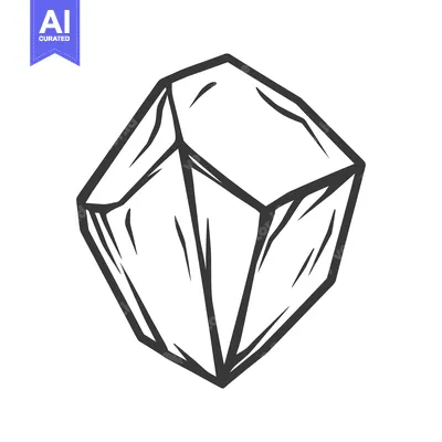 Premium design asset: A black and white graphic illustration of a crystal shape