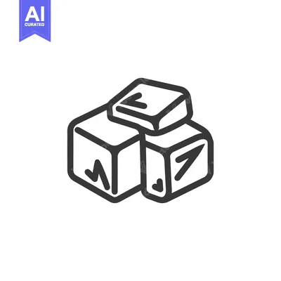 Aset premium populer: Three stacked cubes with outlined edges and abstract markings on them