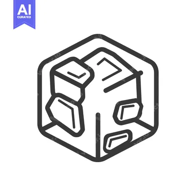 Aset desain premium: A stylized illustration depicting a geometric object with textured sha