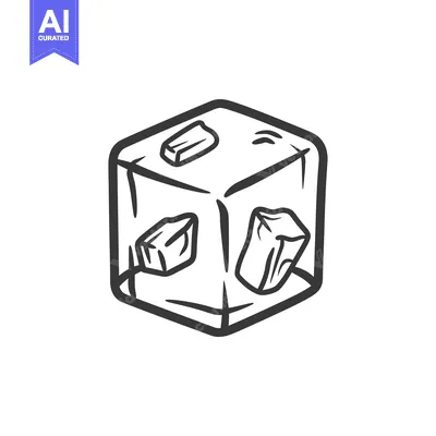 Aset desain premium: A monochromatic illustration of a cube with ice inclusions
