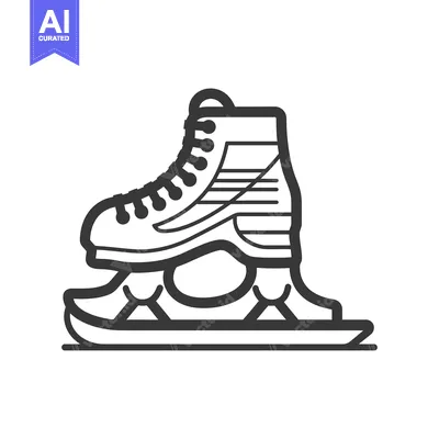 A graphic depiction of a single ice skate on display