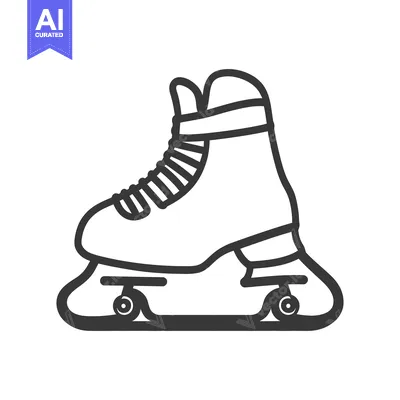 Aset premium populer: An outline illustration of a single roller skate for sports and activi
