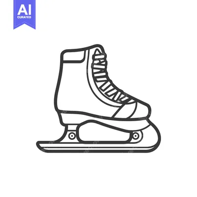 Aset desain premium: An outline image of an ice skate for recreational use