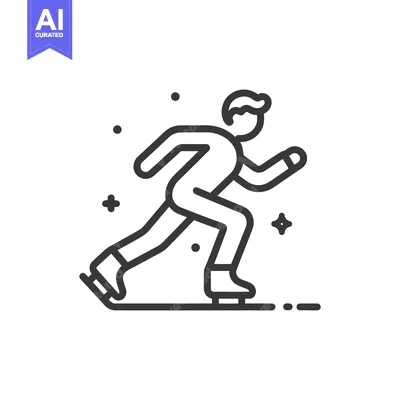 Aset desain premium: Minimalist Icon of a Skater in Motion with Abstract Elements