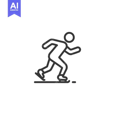 Aset premium populer: Minimalist Ice Skater Icon: Dynamic Motion on White Background