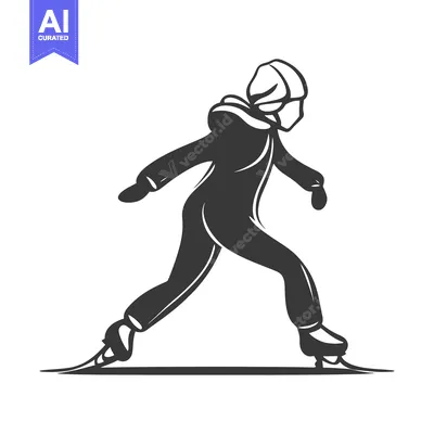 Aset desain premium: An individual wearing protective gear gracefully ice skates on the sur