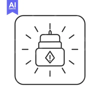 Aset premium populer: Icon depicting a lit candle with a warning sign inside a square