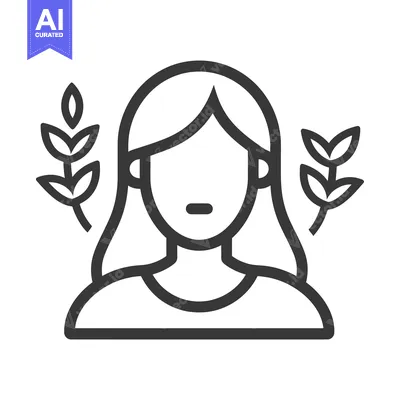 Aset premium populer: A minimalist icon of a woman with decorative leafy branches