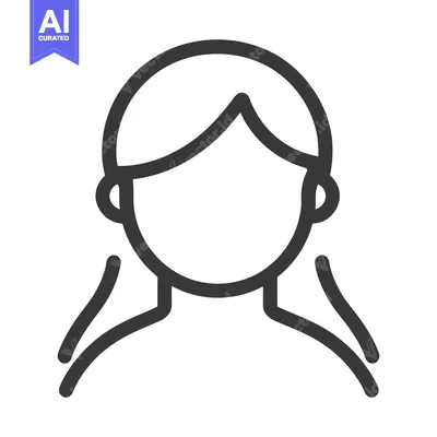 Premium design asset: A simple outline illustration of a person with long hair